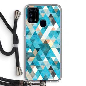 CaseCompany Gekleurde driehoekjes blauw: Samsung Galaxy M31 Transparant Hoesje met koord