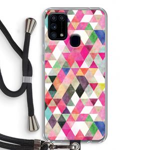 CaseCompany Gekleurde driehoekjes: Samsung Galaxy M31 Transparant Hoesje met koord