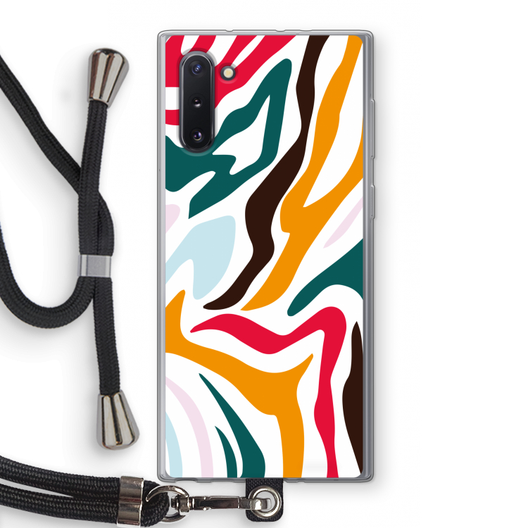 CaseCompany Colored Zebra: Samsung Galaxy Note 10 Transparant Hoesje met koord