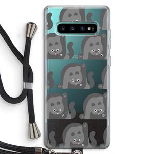 CaseCompany Cats: Samsung Galaxy S10 Plus Transparant Hoesje met koord