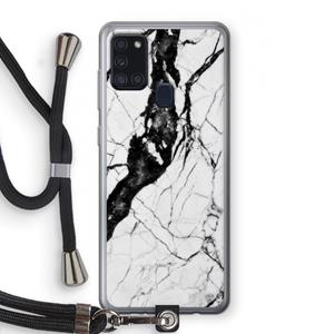 CaseCompany Witte marmer 2: Samsung Galaxy A21s Transparant Hoesje met koord