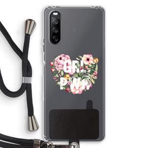 CaseCompany GRL PWR Flower: Sony Sony Xperia 10 III Transparant Hoesje met koord