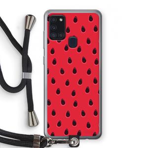 CaseCompany Watermelon: Samsung Galaxy A21s Transparant Hoesje met koord