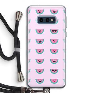 CaseCompany Smiley watermeloenprint: Samsung Galaxy S10e Transparant Hoesje met koord