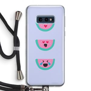 CaseCompany Smiley watermeloen: Samsung Galaxy S10e Transparant Hoesje met koord