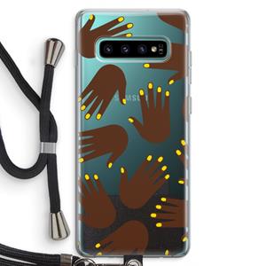 CaseCompany Hands dark: Samsung Galaxy S10 Plus Transparant Hoesje met koord