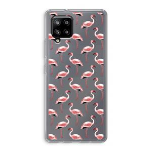 CaseCompany Flamingoprint groen: Samsung Galaxy A42 5G Transparant Hoesje