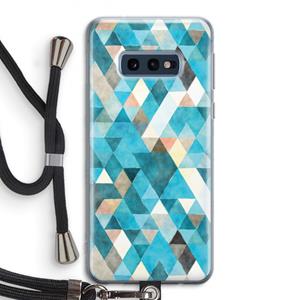 CaseCompany Gekleurde driehoekjes blauw: Samsung Galaxy S10e Transparant Hoesje met koord