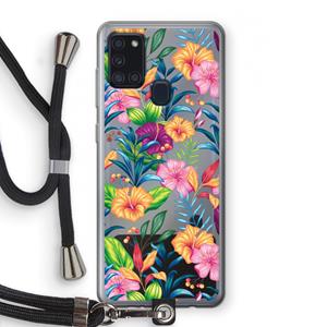 CaseCompany Tropisch 2: Samsung Galaxy A21s Transparant Hoesje met koord