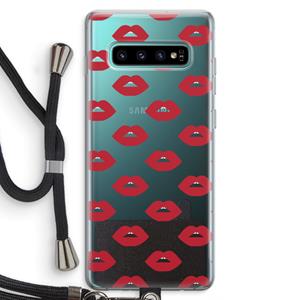 CaseCompany Lips: Samsung Galaxy S10 Plus Transparant Hoesje met koord