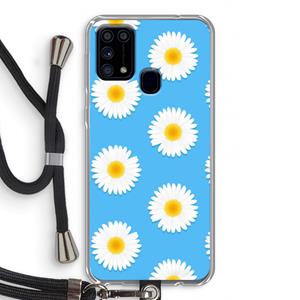 CaseCompany Margrietjes: Samsung Galaxy M31 Transparant Hoesje met koord