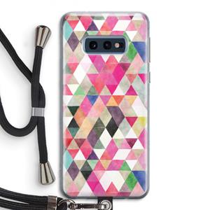 CaseCompany Gekleurde driehoekjes: Samsung Galaxy S10e Transparant Hoesje met koord