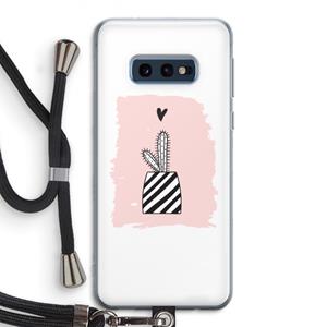 CaseCompany Zwart-wit cactus: Samsung Galaxy S10e Transparant Hoesje met koord