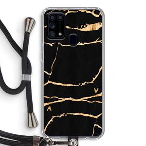 CaseCompany Gouden marmer: Samsung Galaxy M31 Transparant Hoesje met koord