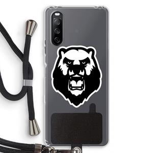 CaseCompany Angry Bear (white): Sony Sony Xperia 10 III Transparant Hoesje met koord