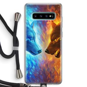 CaseCompany Fire & Ice: Samsung Galaxy S10 Plus Transparant Hoesje met koord