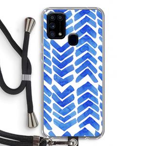 CaseCompany Blauwe pijlen: Samsung Galaxy M31 Transparant Hoesje met koord