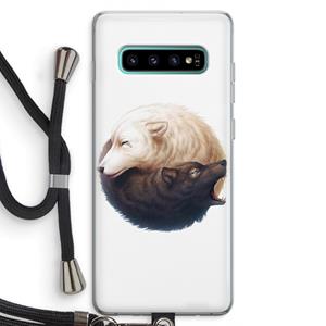 CaseCompany Yin Yang Wolves: Samsung Galaxy S10 Plus Transparant Hoesje met koord