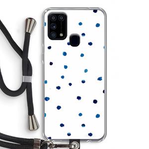 CaseCompany Blauwe stippen: Samsung Galaxy M31 Transparant Hoesje met koord