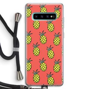 CaseCompany Ananas: Samsung Galaxy S10 Plus Transparant Hoesje met koord