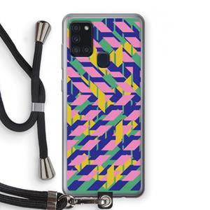 CaseCompany Skew Blush 1: Samsung Galaxy A21s Transparant Hoesje met koord