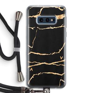 CaseCompany Gouden marmer: Samsung Galaxy S10e Transparant Hoesje met koord