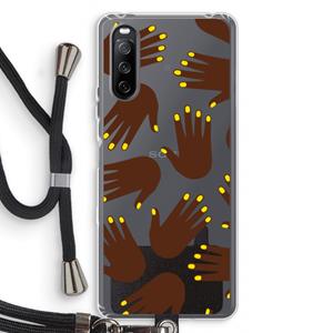 CaseCompany Hands dark: Sony Sony Xperia 10 III Transparant Hoesje met koord
