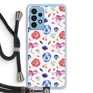 CaseCompany Bloemetjes: Samsung Galaxy A52 Transparant Hoesje met koord