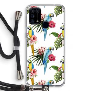 CaseCompany Kleurrijke papegaaien: Samsung Galaxy M31 Transparant Hoesje met koord