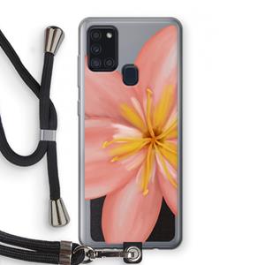 CaseCompany Pink Ellila Flower: Samsung Galaxy A21s Transparant Hoesje met koord