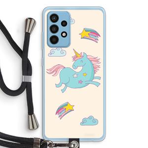 CaseCompany Vliegende eenhoorn: Samsung Galaxy A52 Transparant Hoesje met koord
