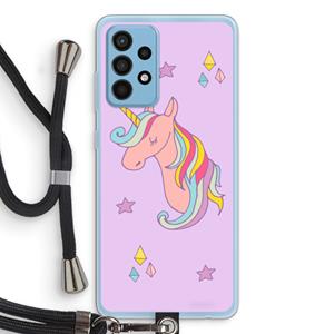 CaseCompany Roze eenhoorn: Samsung Galaxy A52 Transparant Hoesje met koord