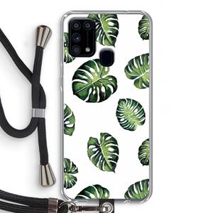 CaseCompany Tropische bladeren: Samsung Galaxy M31 Transparant Hoesje met koord