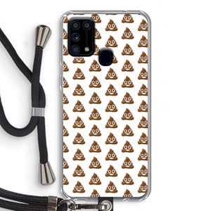 CaseCompany Poop emoji: Samsung Galaxy M31 Transparant Hoesje met koord