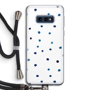 CaseCompany Blauwe stippen: Samsung Galaxy S10e Transparant Hoesje met koord