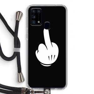 CaseCompany Middle finger black: Samsung Galaxy M31 Transparant Hoesje met koord