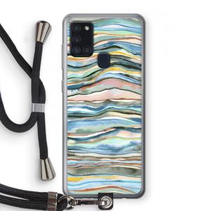 CaseCompany Watercolor Agate: Samsung Galaxy A21s Transparant Hoesje met koord