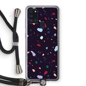 CaseCompany Dark Rounded Terrazzo: Samsung Galaxy A21s Transparant Hoesje met koord