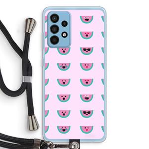 CaseCompany Smiley watermeloenprint: Samsung Galaxy A52 Transparant Hoesje met koord