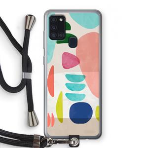 CaseCompany Bold Rounded Shapes: Samsung Galaxy A21s Transparant Hoesje met koord