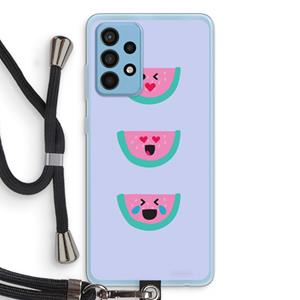 CaseCompany Smiley watermeloen: Samsung Galaxy A52 Transparant Hoesje met koord