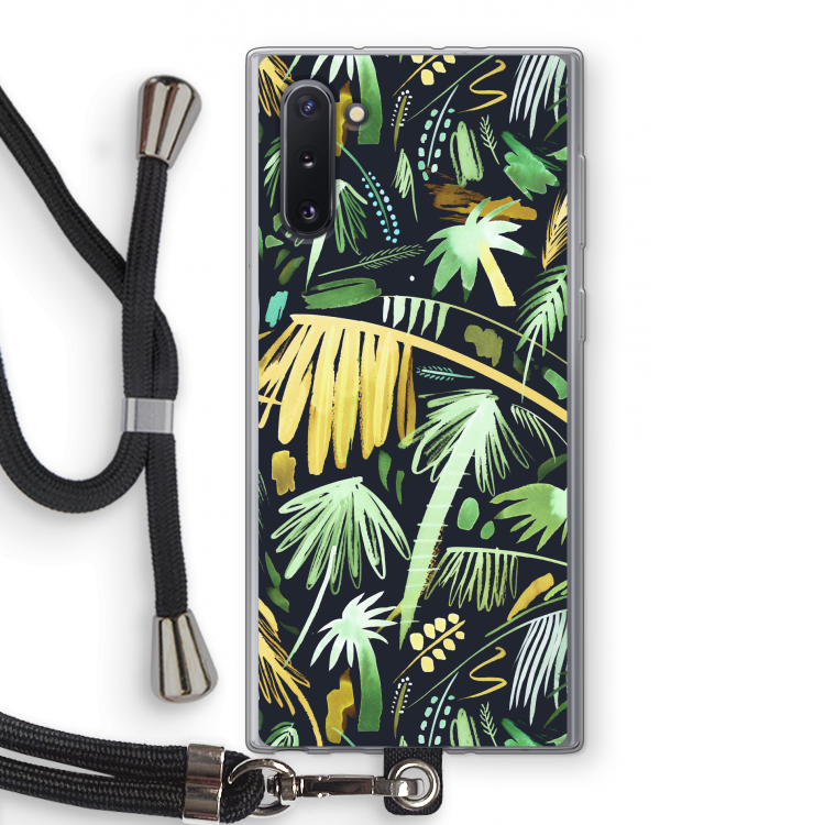 CaseCompany Tropical Palms Dark: Samsung Galaxy Note 10 Transparant Hoesje met koord