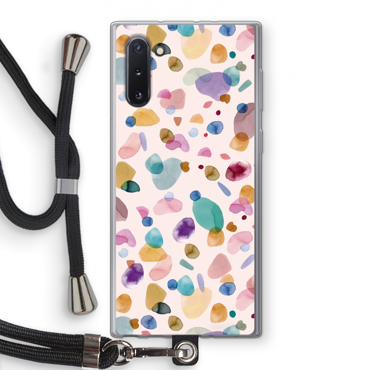 CaseCompany Terrazzo Memphis Pink: Samsung Galaxy Note 10 Transparant Hoesje met koord
