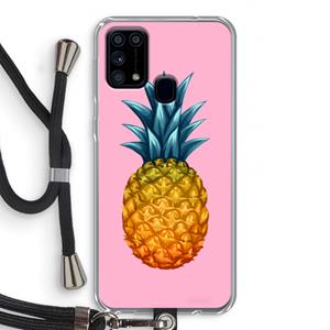 CaseCompany Grote ananas: Samsung Galaxy M31 Transparant Hoesje met koord
