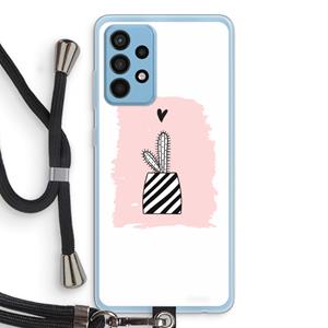 CaseCompany Zwart-wit cactus: Samsung Galaxy A52 Transparant Hoesje met koord