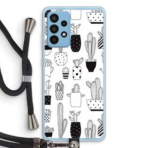 CaseCompany Cactusmotief: Samsung Galaxy A52 Transparant Hoesje met koord