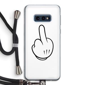 CaseCompany Middle finger white: Samsung Galaxy S10e Transparant Hoesje met koord