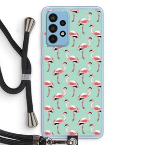 CaseCompany Flamingoprint groen: Samsung Galaxy A52 Transparant Hoesje met koord