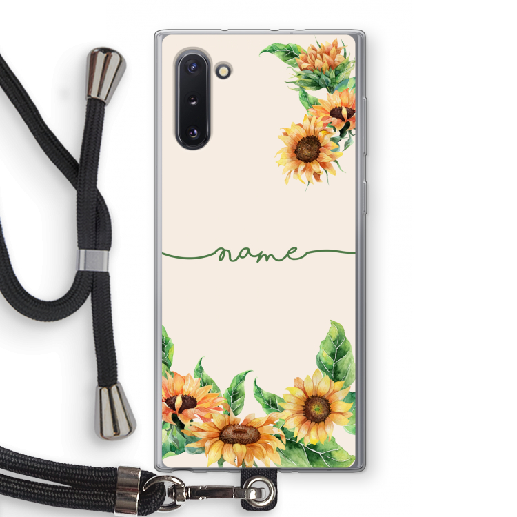 CaseCompany Zonnebloemen: Samsung Galaxy Note 10 Transparant Hoesje met koord