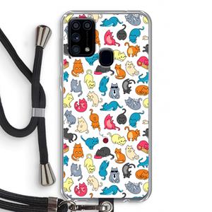 CaseCompany Kleurrijke katten: Samsung Galaxy M31 Transparant Hoesje met koord